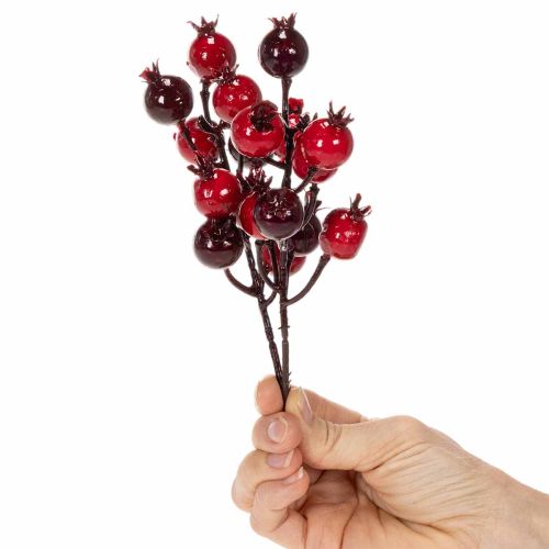 Keinotekoinen granaattiomenanoksa haaroittuvilla varsilla maljakon koristeeksi, 19 cm, 4 kpl | Floristik24.fi