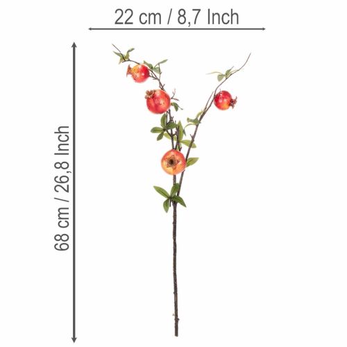 Keinotekoinen granaattiomenan oksa hedelmäoksana pöytäkoristeeseen, 68cm | Floristik24.fi
