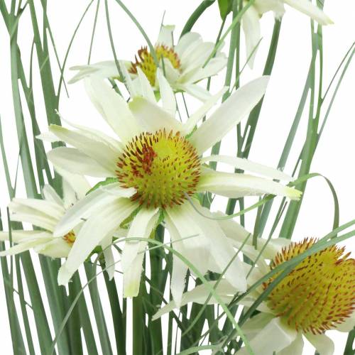 kohteita Keinotekoinen ruoho Echinacean kanssa valkoisessa ruukussa 56cm