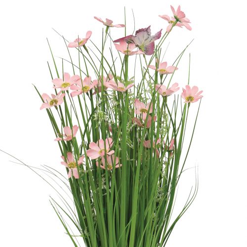 Floristik24 Nurmikko kukkia ja perhosia vaaleanpunainen 70cm