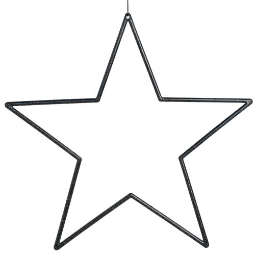 Isot tähdet riipputähtille musta glitter Ø24cm 6 kpl