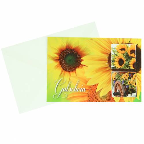 Voucher auringonkukka kirjekuorella 5kpl