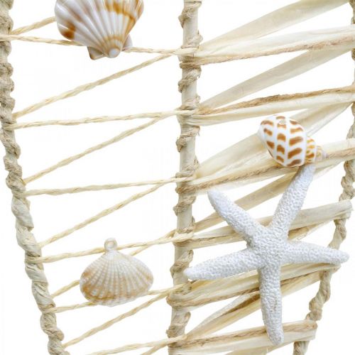 Floristik24 Merellinen kalakoriste pajunkoristeella ja simpukoilla, koristeellinen ripustuskala luonnon muodossa 38cm