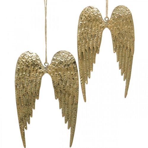Angel Wings koristeellinen riipus joulukultainen 14,5×9cm 4 kpl