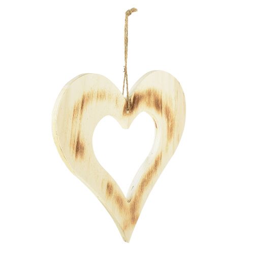 Floristik24 Koristesydän puinen koristesydän sydämessä poltettu luonnollinen 25x25cm