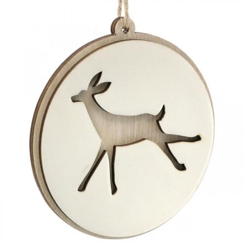 kohteita Riipus, jossa peura, deco medaljonki, puukoriste, Advent Ø9,5cm 6kpl.