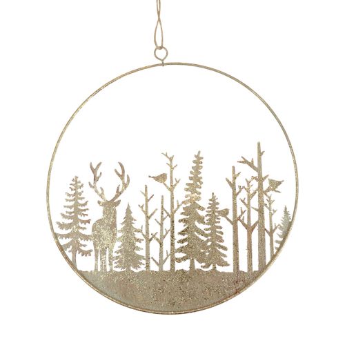 Koristerengas metalli metsäpeura koriste vintage kultaa Ø22,5cm