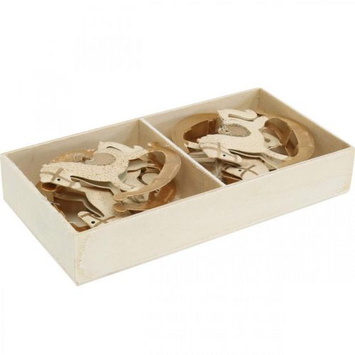 Floristik24 Deco Rocking Horse Christmas Metal Cream Ruskea 6kpl