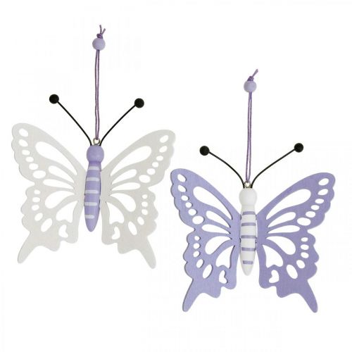 kohteita Koristeellinen ripustinperhoset puiset purppura/valkoinen 12×11cm 4 kpl