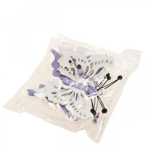 kohteita Koristeellinen ripustinperhoset puiset purppura/valkoinen 12×11cm 4 kpl