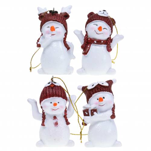 Floristik24 Joulukuusikoristeet ripustettava lumiukko 8cm 4kpl