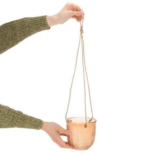 Riippuva lasiruukku, koristeellinen lasiruukku, retrotyyli, vihreä/ruskea, 14,5 cm, 2 kpl | Floristik24.fi