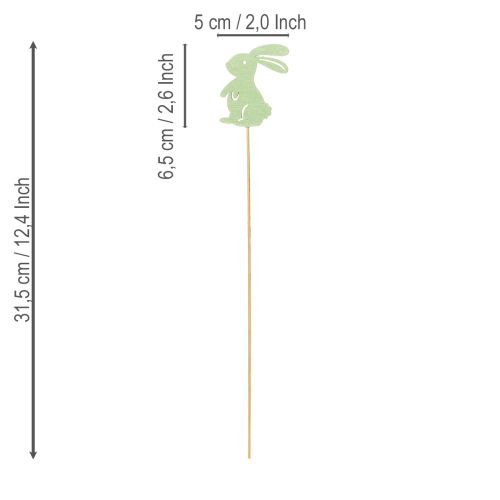 kohteita Koristeelliset kepillä varustetut kanit graafisina yksityiskohtina pöydissä ja ruukuissa, 31,5 cm, 16 kpl