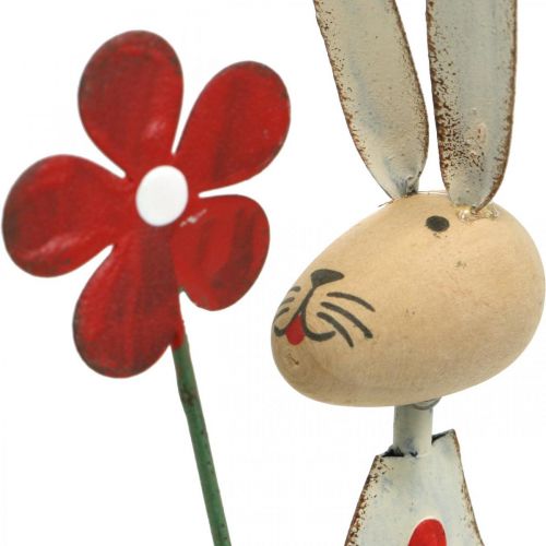 kohteita Pääsiäiskoristeet, kani metallia, kevätkoristeet, pääsiäispupu kukkapunaisella, beige H21cm 2kpl