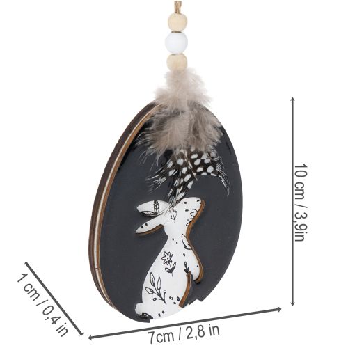 kohteita Puiset Pääsiäismunat Ripustettavaksi, Valkoiset ja Mustat, 10 cm, 6 Kappaletta