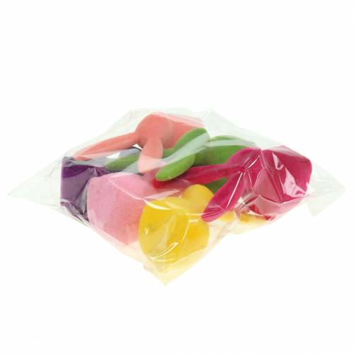 kohteita Parvella koristeltu kani, värikäs, 13 cm korkea, sekalainen, 6 kpl