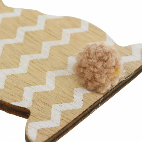 Floristik24 Pääsiäispupu ripustettavaksi kermanvärinen, ruskea, luonnonpuuta valikoituna H11.5cm 6kpl