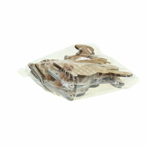 Floristik24 Pääsiäispupu ripustettavaksi kermanvärinen, ruskea, luonnonpuuta valikoituna H11.5cm 6kpl