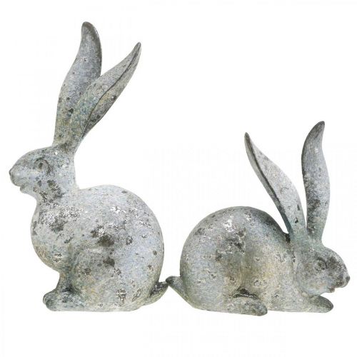 kohteita Koristepupu, betonin näköinen puutarhafiguuri, nuhjuinen chic, pääsiäiskoristeet hopeakoristeilla H21/14cm, 2 kpl setti