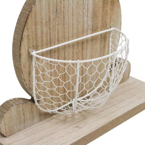 Floristik24 Puinen pupu korilla, kevätkoristeet, pääsiäispupu kasvikoriluonnolla, valkoinen H48cm