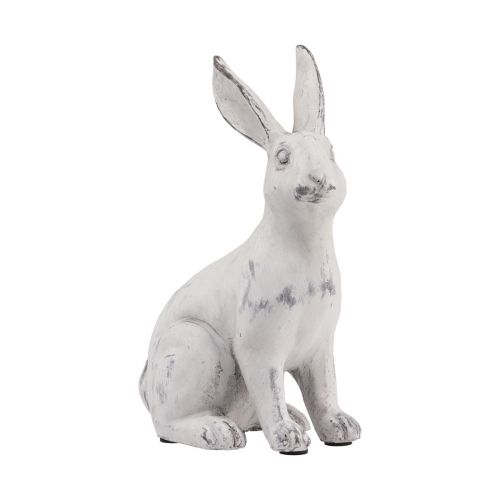 Kani istuu koristeellinen kani tekokivi valkoinen harmaa K21,5cm
