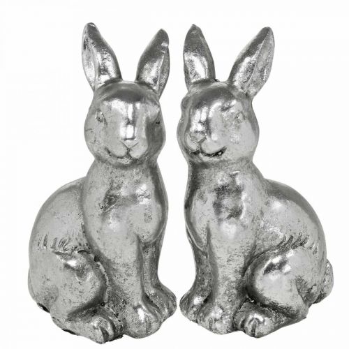 kohteita Koristeellinen kanin istuin Pääsiäiskoristeet hopea vintage H13cm 2 kpl