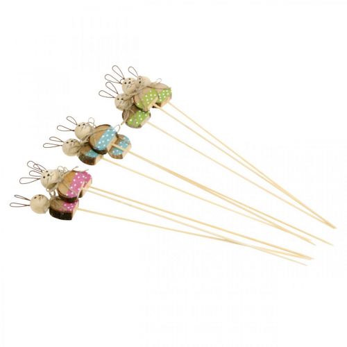 Floristik24 Pupun kukkatulppa puuruostekoristeet Pääsiäispupu tikussa 8cm 9 kpl