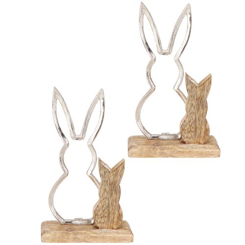 kohteita Decorative Rabbit Metal &amp; Wood – Moderni pääsiäisfiguuri luonnollisella muotoilulla 22cm 2 kpl