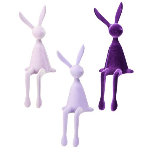 kohteita Bunny Edge -jakkara pääsiäispupu flokoitu purppura lila - 2. valinta - 28 cm 3 kpl