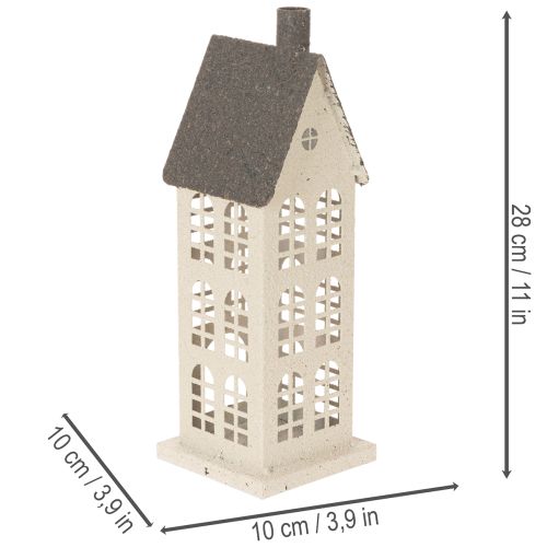 Koristeellinen metallitalo ikkunoilla ja takalla, 28 cm | Floristik24.fi