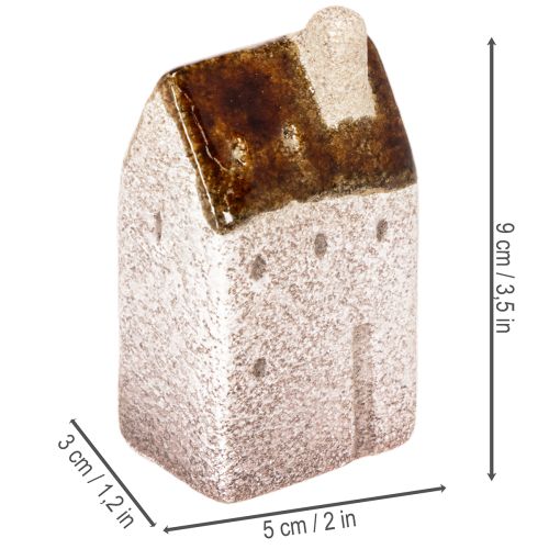 Koristeellinen keraaminen miniatyyritalosetti, pöytäkoriste, 9 cm, 3 osaa | Floristik24.fi