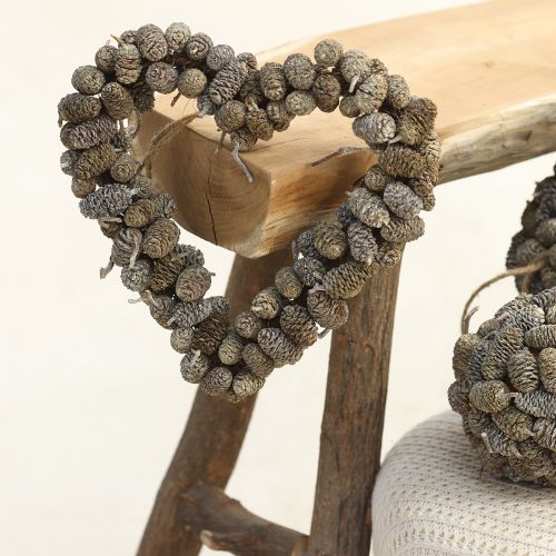 kohteita Sydänkoristekartio sydän leppäkartio valkoinen pesty 24cm