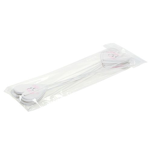 kohteita Sydän tikussa 7cm valkoinen, pinkki 12 kpl