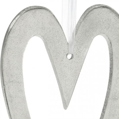 Deco sydän ripustaa hopea alumiini häät koriste 22×12cm