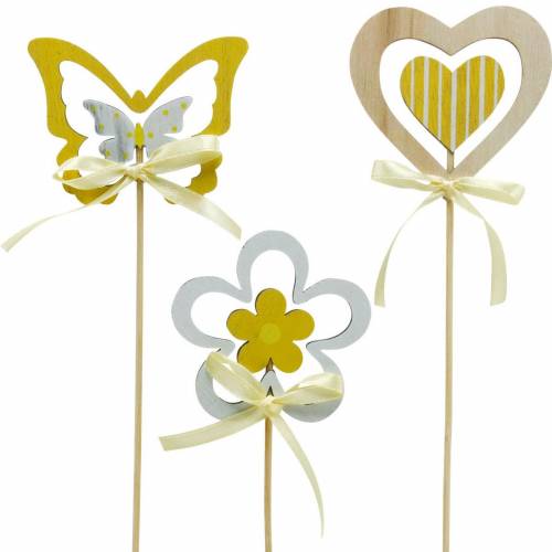 Floristik24 Koristepistoke perhonen kukka ja sydän, kevätkoriste, kukkapistoke, ystävänpäivä 9kpl
