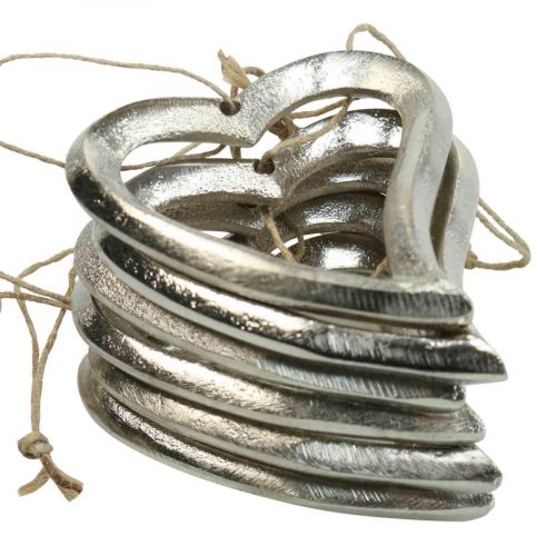 Floristik24 Sydänkoristeet ripustamiseen metallisydän hopea 7,5 × 8,5 cm 6 kpl