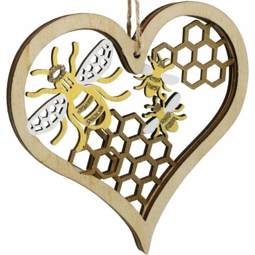 Koriste Sydän mehiläiset keltainen, kultainen puu roikkuu sydän kesän koriste 6kpl