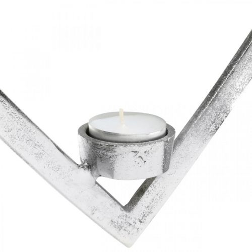 kohteita Ripustettu sydän, Tealight Holder Advent, häät koristelu metalli hopea H24cm H24cm