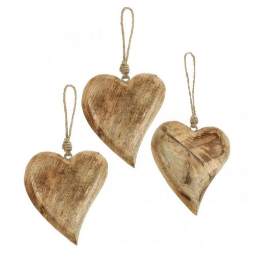 Puiset sydänsydämet puusta deco riipus mangopuuta H14cm 3kpl