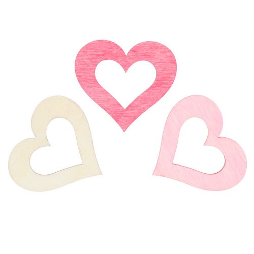 Floristik24 Sydämet sirotteluun pinkki, vaaleanpunainen, luonnollinen 4cm 72 kpl