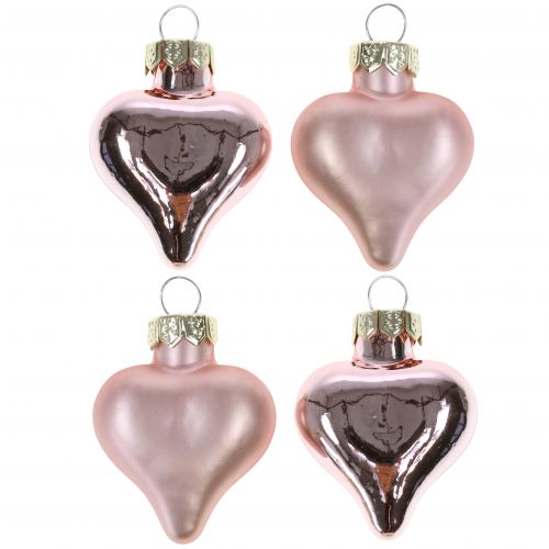 Puukoriste sydän pinkki lasista 3cm 20 kpl