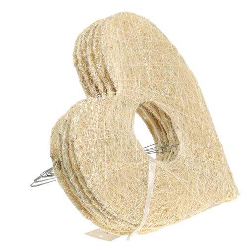 Floristik24 Sydämen mansetti sisal valkaistu 25cm 6kpl