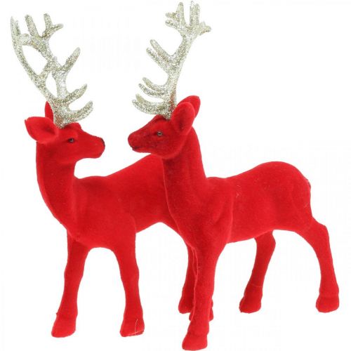 Floristik24 Deco deer koriste figuuri deco poron punainen H20cm 2kpl
