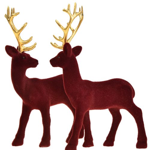 Deer Deco Poro Bordeaux Gold Calf Flocked 20 cm 2 kpl setti