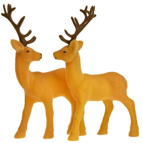 kohteita Deer deco poro keltainen ruskea parvettu H20,5cm 2 sarja