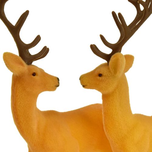 kohteita Deer deco poro keltainen ruskea parvettu H20,5cm 2 sarja