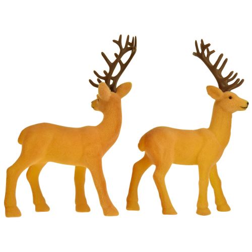 kohteita Deer deco poro keltainen ruskea parvettu H20,5cm 2 sarja