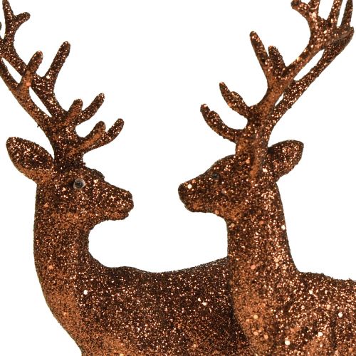 Floristik24 Deer deco poro kupari glitter vasikka deco figuuri H20,5cm 2 kpl setti