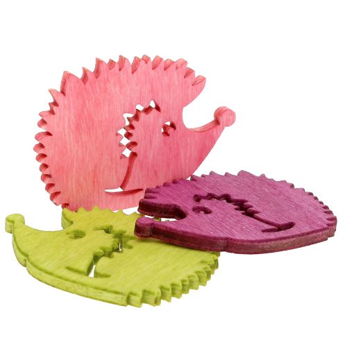 Floristik24 Hedgehog figuurit puiset scatter koriste sekoitus värikäs 4cm 72 kpl