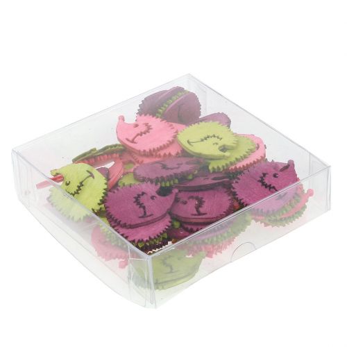 Floristik24 Hedgehog figuurit puiset scatter koriste sekoitus värikäs 4cm 72 kpl